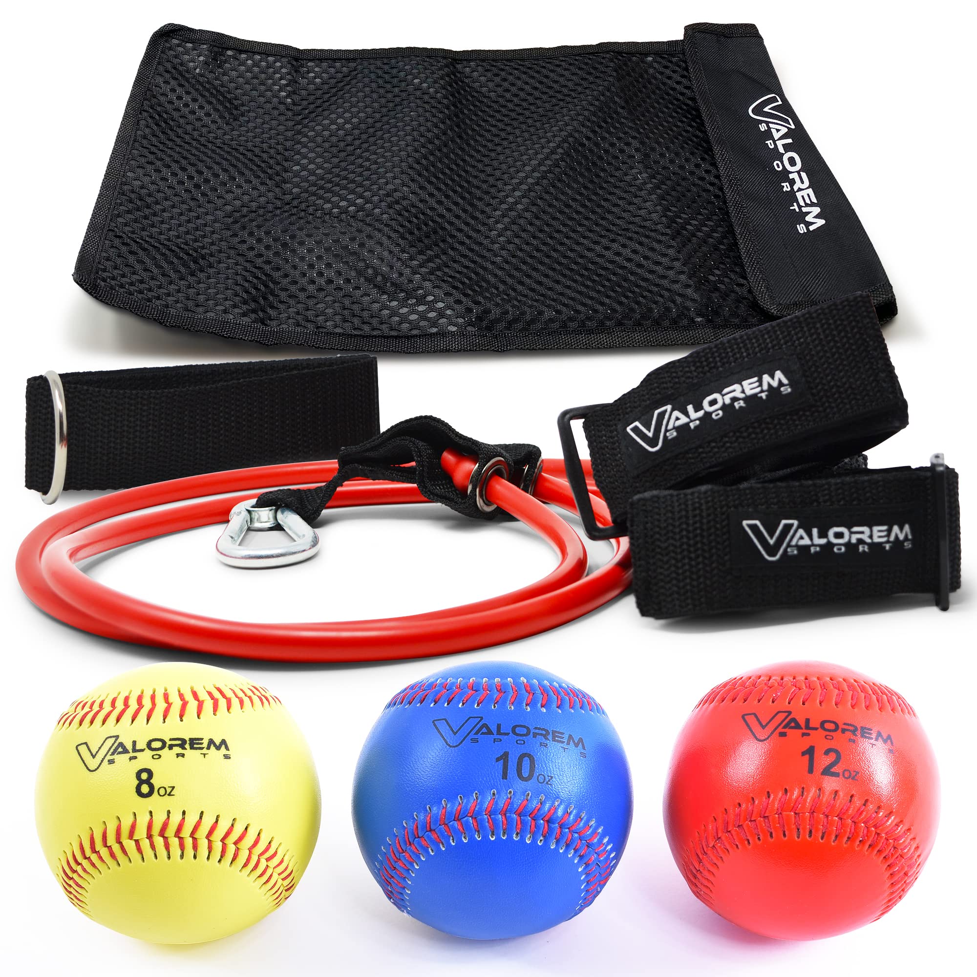Weighted Baseballs for Pitching & Hitting Training - 3 Pack (8oz, 10oz, 12oz) with Free J-Bands & Carry Bag - Regulation Size Baseballs for Youth & Adult Softball Practice - Improve Pitching Speed & Batting Power - Perfect for Home, Field, or Gym Training