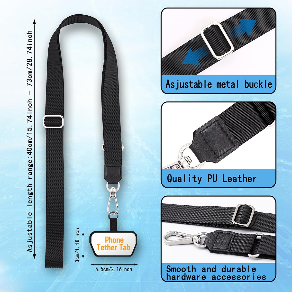 COOKOOKY Universal Phone Lanyard & Tether Tab Patches - Durable Strap Compatible with Most Phone Cases for Secure Hands-Free Use at Work, Travel, and Outdoor Adventures