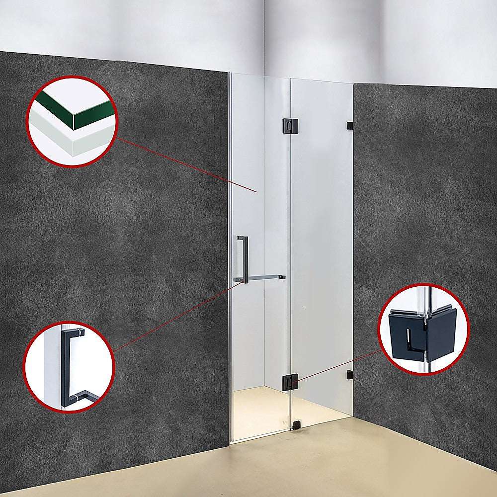 120 x 200cm Frameless Shower Screen - 10mm Tempered Glass Wall to Wall Bathroom Enclosure by Della Francesca | Modern Waterproof Bathroom Design for Home & Hotel Use