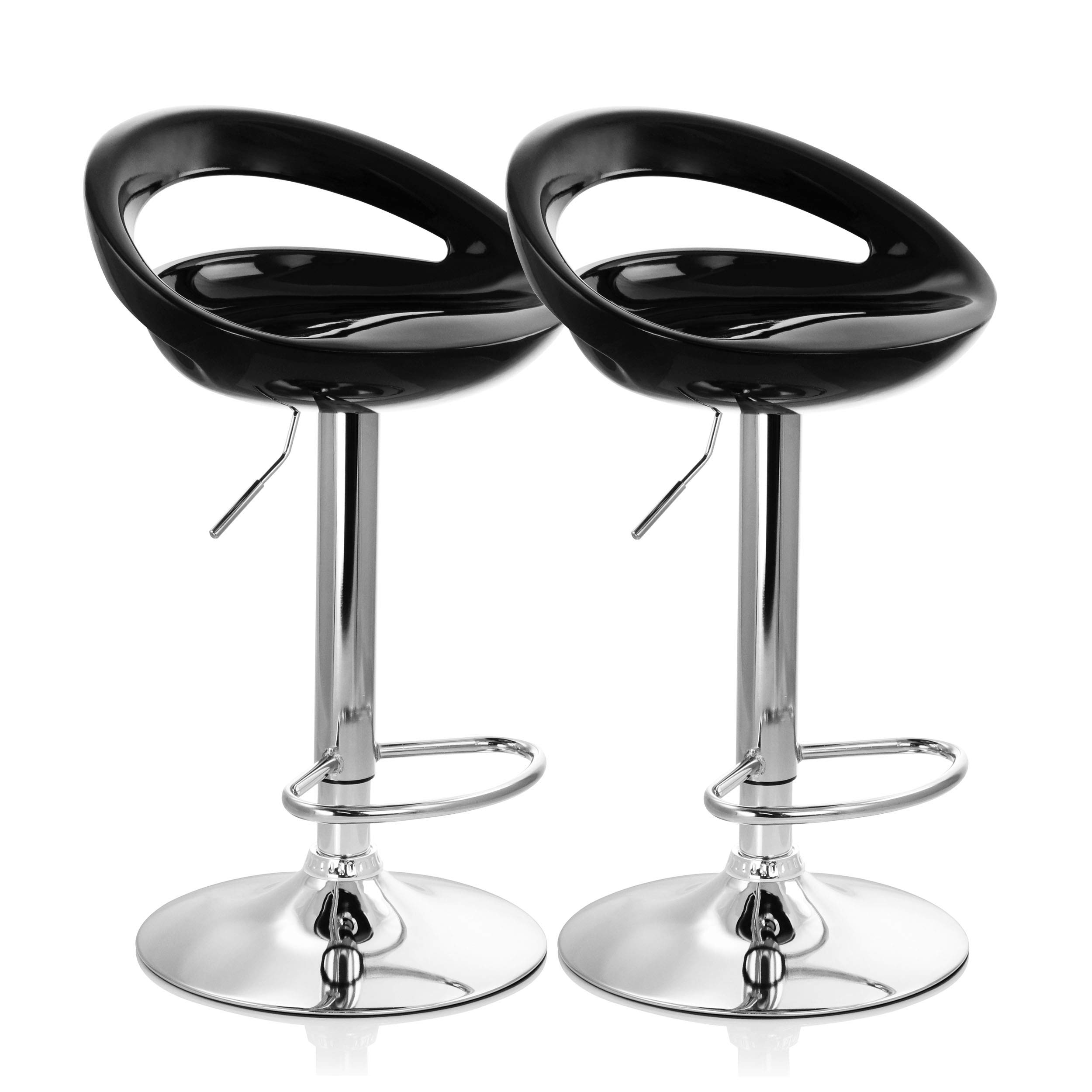 Vintage Style Adjustable Bar Stools Set of 2 - Retro Chrome Metal Base Counter Height Stools for Kitchen Island, Breakfast Nook & Home Bar Decor
