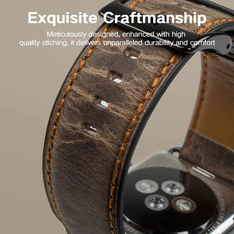 Vintage Leather Apple Watch Band - Classic Retro Style Replacement Strap for Apple Watch Series 1/2/3/4/5/6/7/8/SE - Perfect for Casual Wear, Office & Special Occasions