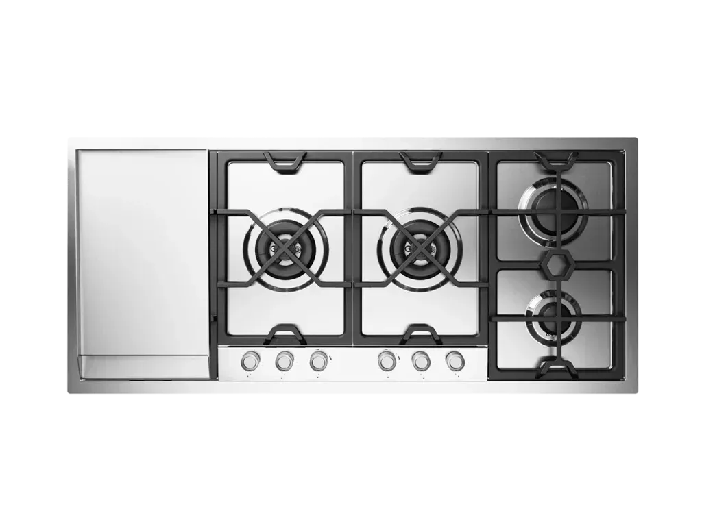ILVE Panoramagic 120cm Stainless Steel Gas Hob - 6 Burner Flush Mounted Cooktop for Professional Kitchens | Dual Fuel Capability | Ideal for Home Chefs & Restaurant Use