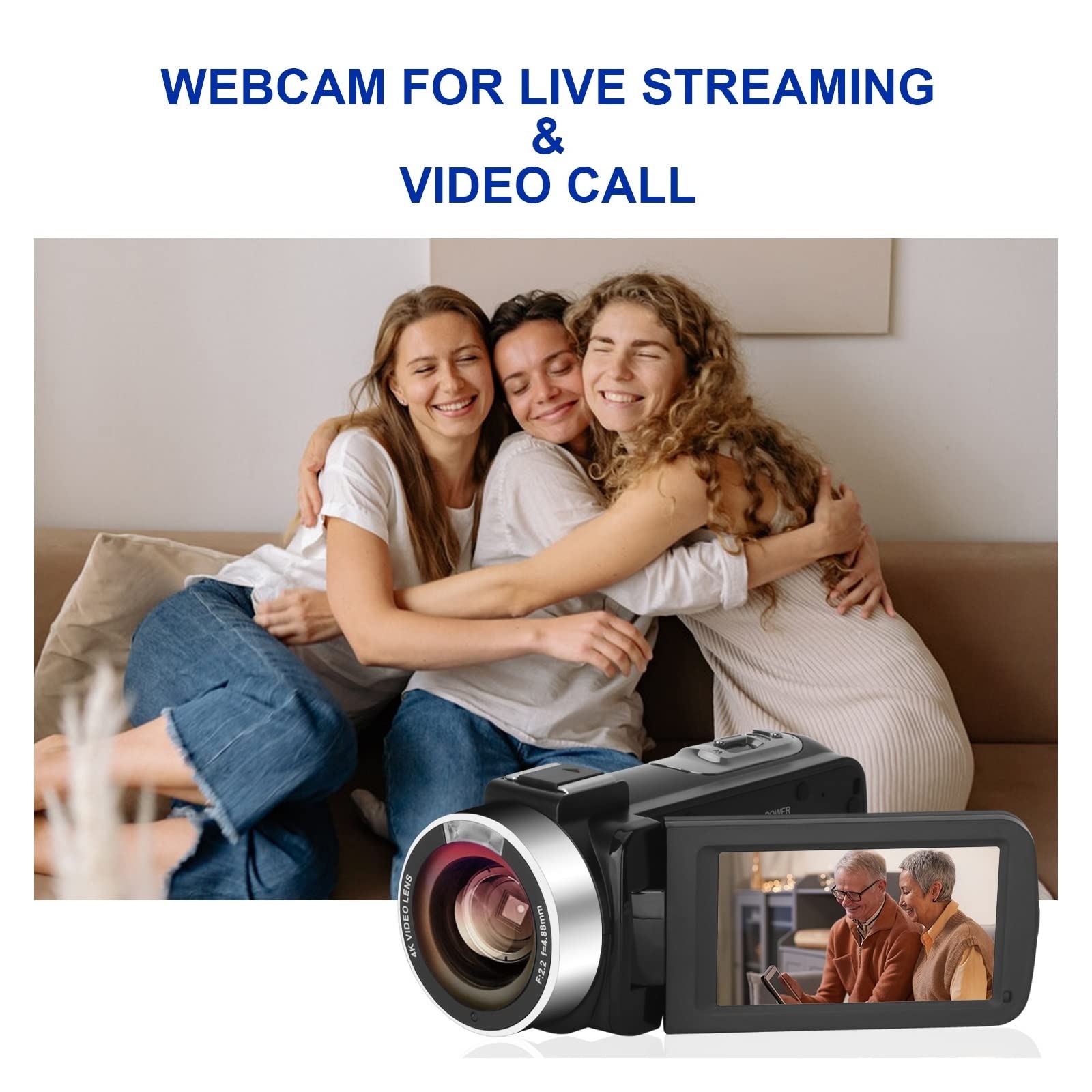 AUBEST 4K Professional Digital Video Camera Camcorder with 18X Zoom - UHD Vlogging, Live Streaming, Webcam & Recording for YouTube, TikTok, Facebook (No SD Card Included) - Perfect for Travel, Events & Content Creation