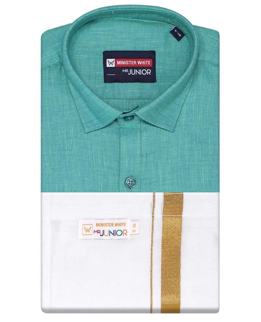 Premium Blue Cotton Shirt with Contrast Dhoti for Boys - Stylish & Comfortable Kids Ethnic Wear - Perfect for Festivals, Weddings & Special Occasions