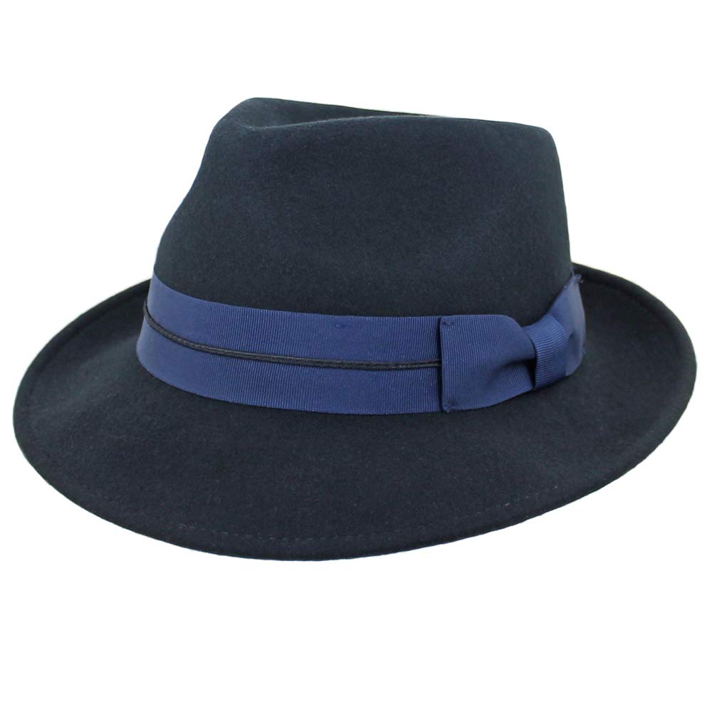Wool Crushable Fedora Hat - Black, Grey, Navy, Brown for Outdoor & Travel