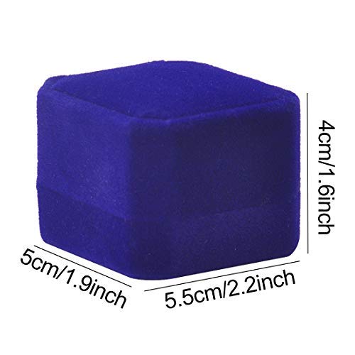 Premium Velvet Jewelry Gift Box Set of 2 - Blue Ring & Earring Storage Case (2.2x1.9x1.6 inch) - Perfect for Wedding, Anniversary, Engagement & Valentine's Day Gifts
