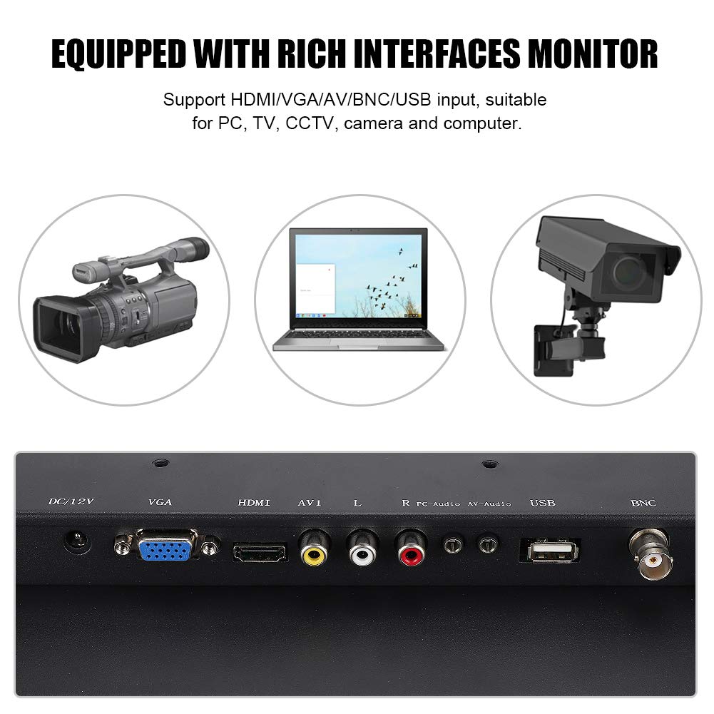 15-inch 4:3 Industrial Monitor - 1024x768 Resolution, Metal Frame, HDMI/VGA/AV/BNC/USB Inputs - Perfect for PC, TV, CCTV, Computer & Camera Systems | Ideal for Factory Automation, Security Surveillance & Digital Signage (US Stock)