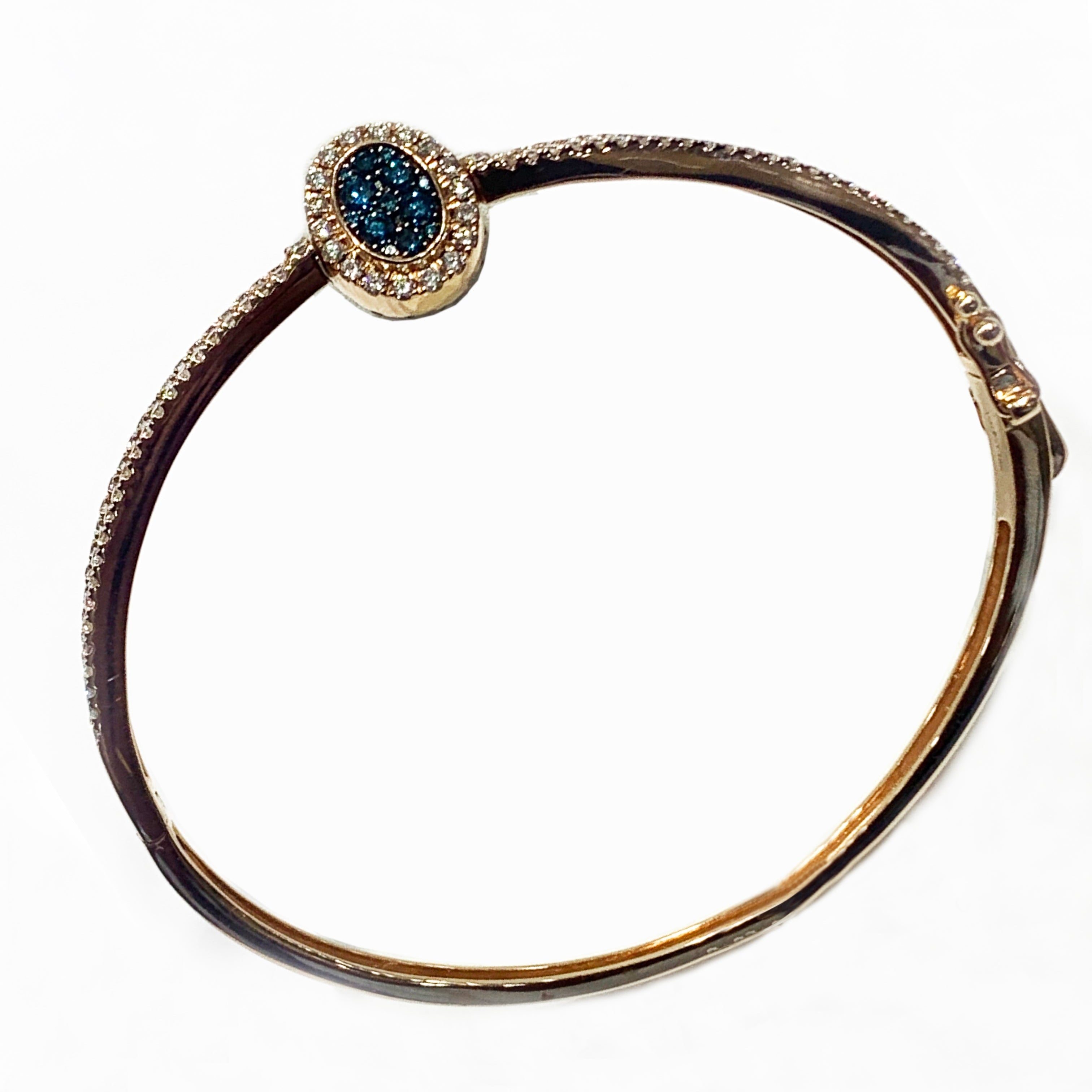 14K Rose Gold Chocolate Diamond Flip Bangle Bracelet for Women - Elegant Stackable Jewelry Gift for Anniversary, Birthday & Special Occasions