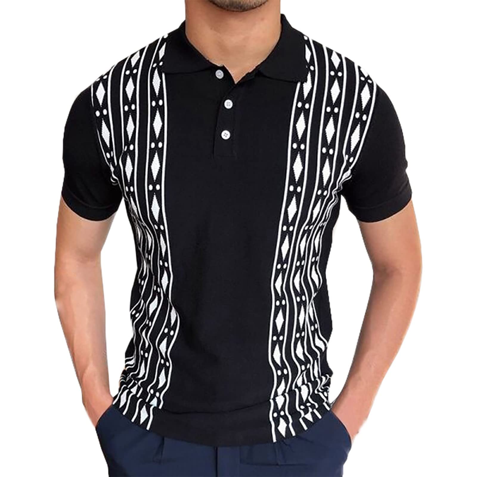 TTQVQ Men's Slim Fit Lapel Sweater - Lightweight Spring & Summer Casual Short Sleeve Blouse Shirt | Office Wear & Date Night Outfits