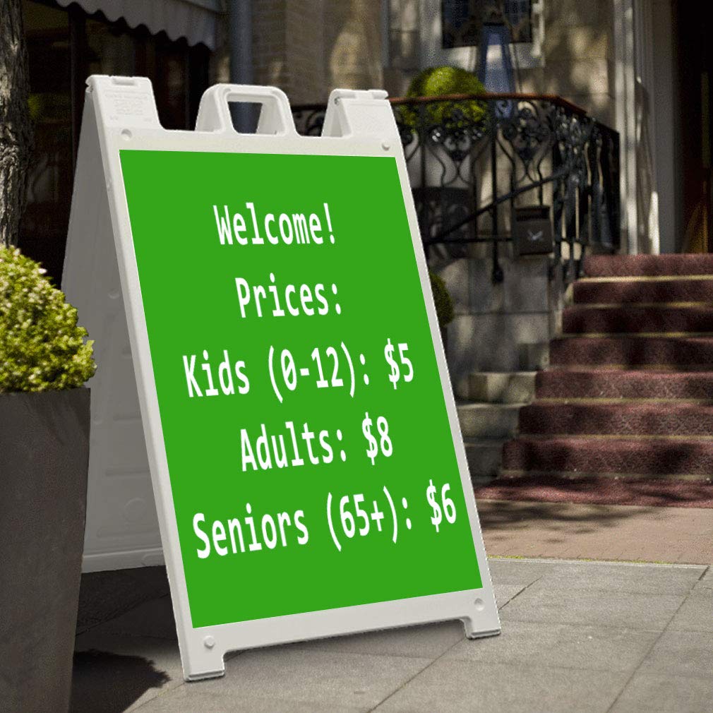 Custom Personalized Plastic Sandwich Sidewalk Sign - Portable Street Display Sign with Royal Blue Background | Perfect for Cafes, Restaurants, and Retail Stores