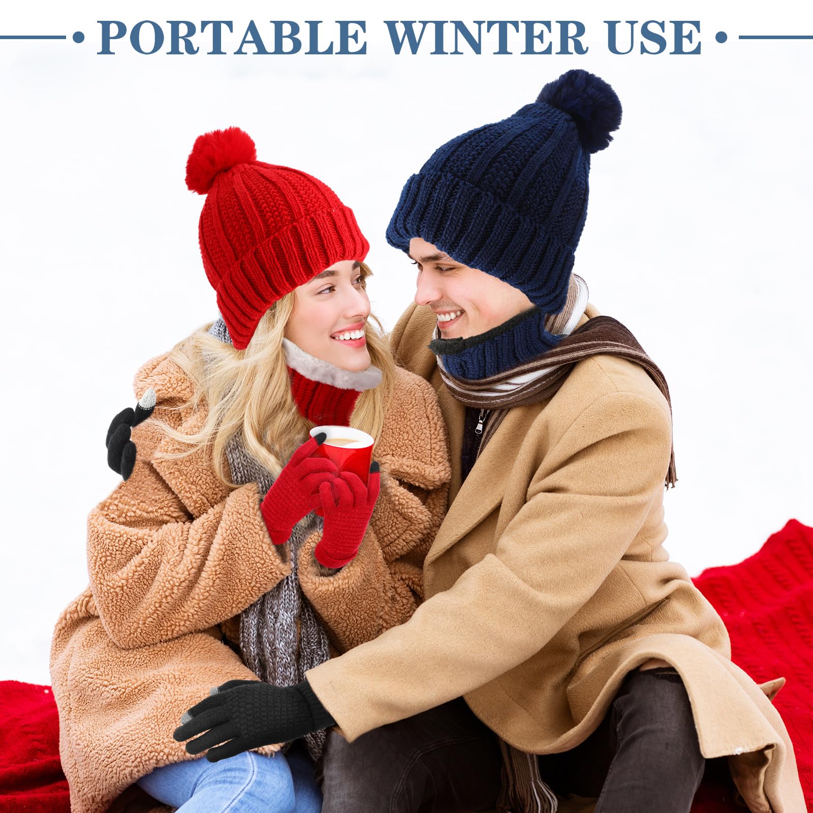 18 Pcs Winter Beanie Hat Scarf Gloves Set for Men & Women - Fleece Knit Beanie, Neck Warmer & Touchscreen Gloves - Cold Weather Accessories for Skiing, Snowboarding & Outdoor Activities