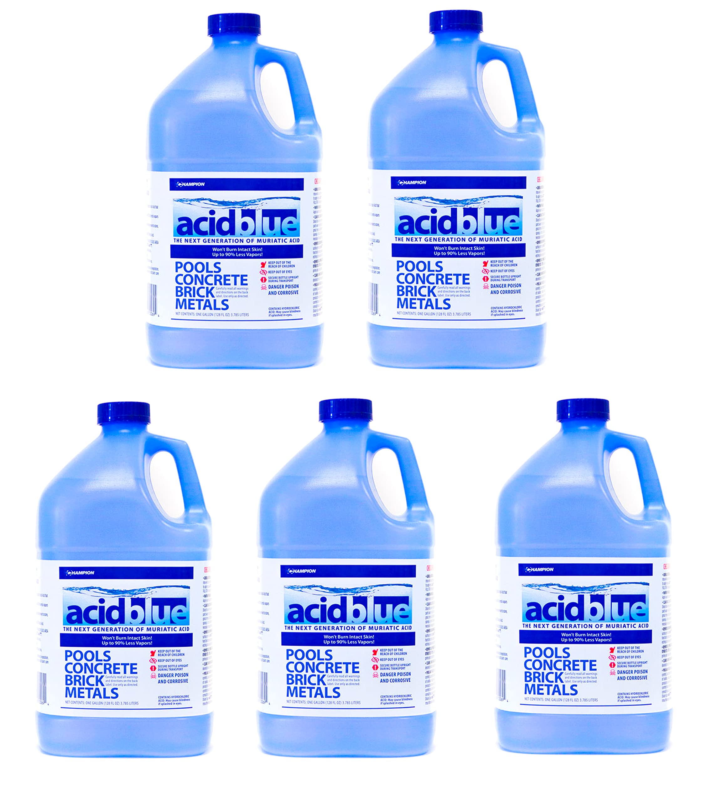 5 Gallon Acid Storage Tote - Buffered Low-Fume Chemical Container in Acid Blue | Safe Handling for Industrial, Laboratory & Pool Maintenance Use