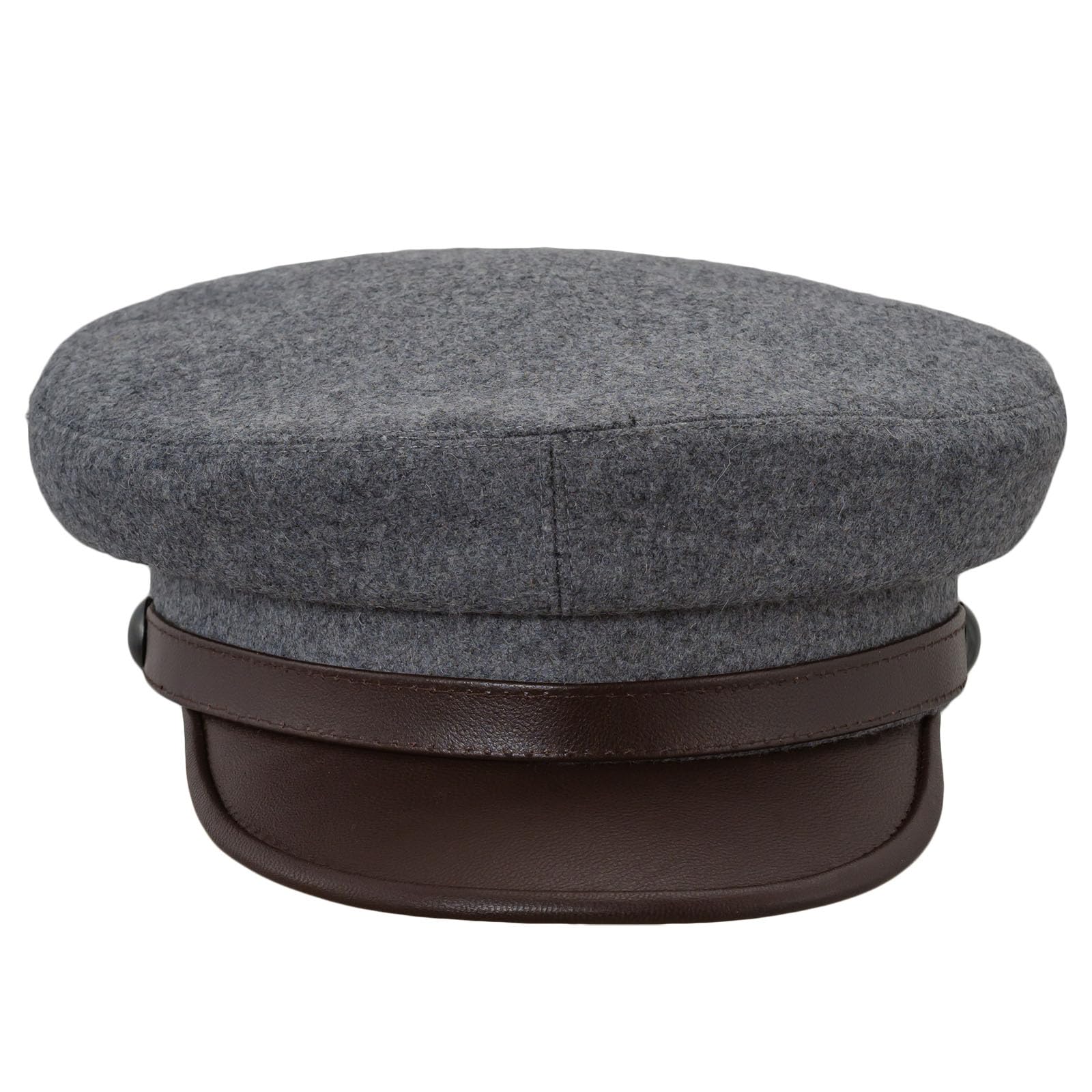 Sterkowski Maciejowka Model 4 Wool Fiddler Cap - Warm Greek Style Hat with Leather Visor for Men & Women | Breathable Winter Beanie for Outdoor Activities, Music Festivals & Casual Wear