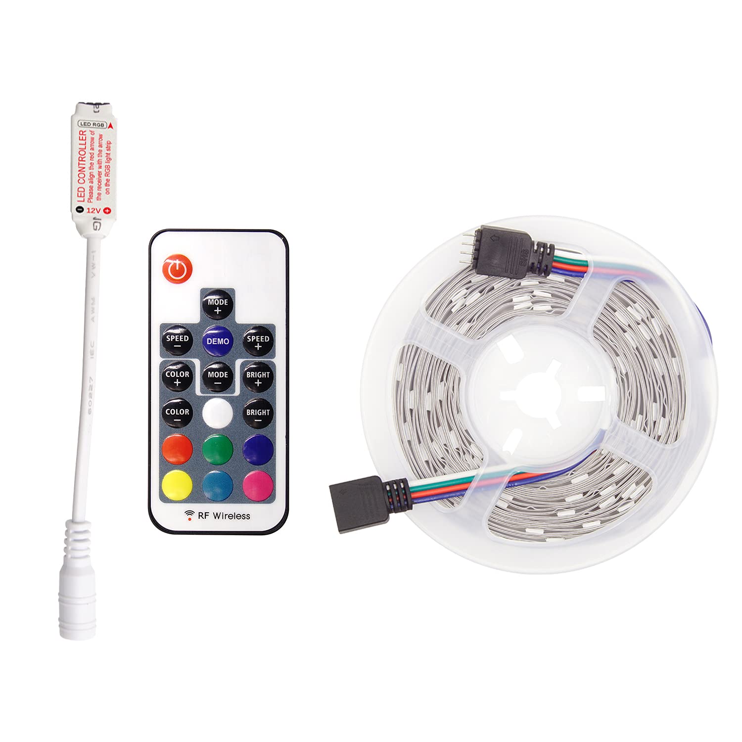 16.4FT RGB LED Strip Lights with RF433 Remote Control - 5050 Color Changing LED Lights for Bedroom, Kitchen, Home Decor - Perfect for Party, Gaming Room & Holiday Lighting