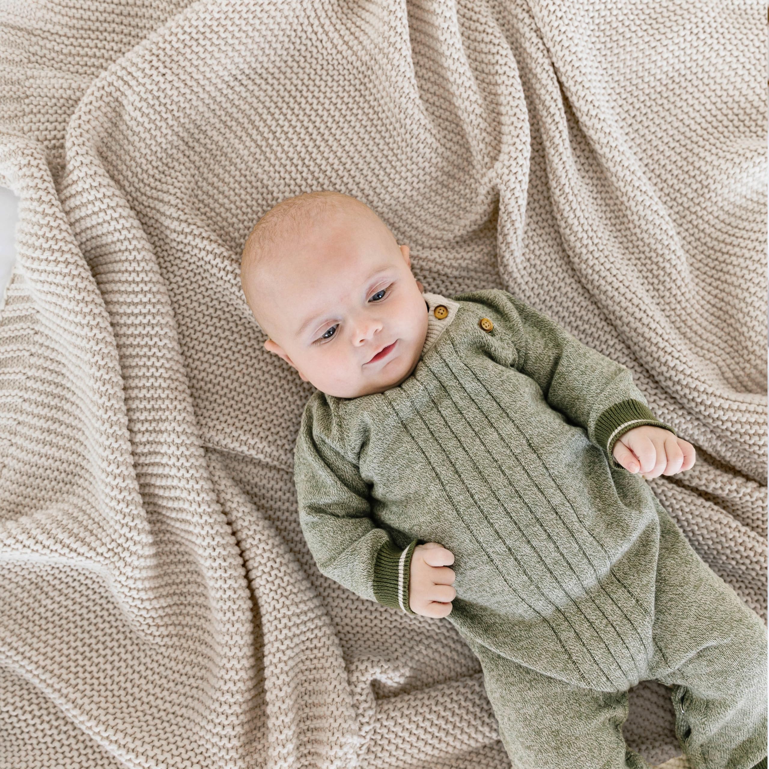 MakeMake Organics GOTS Certified Organic Cotton Throw Blanket - Soft Knit Blanket for Couch, Bed & Nursery - 50