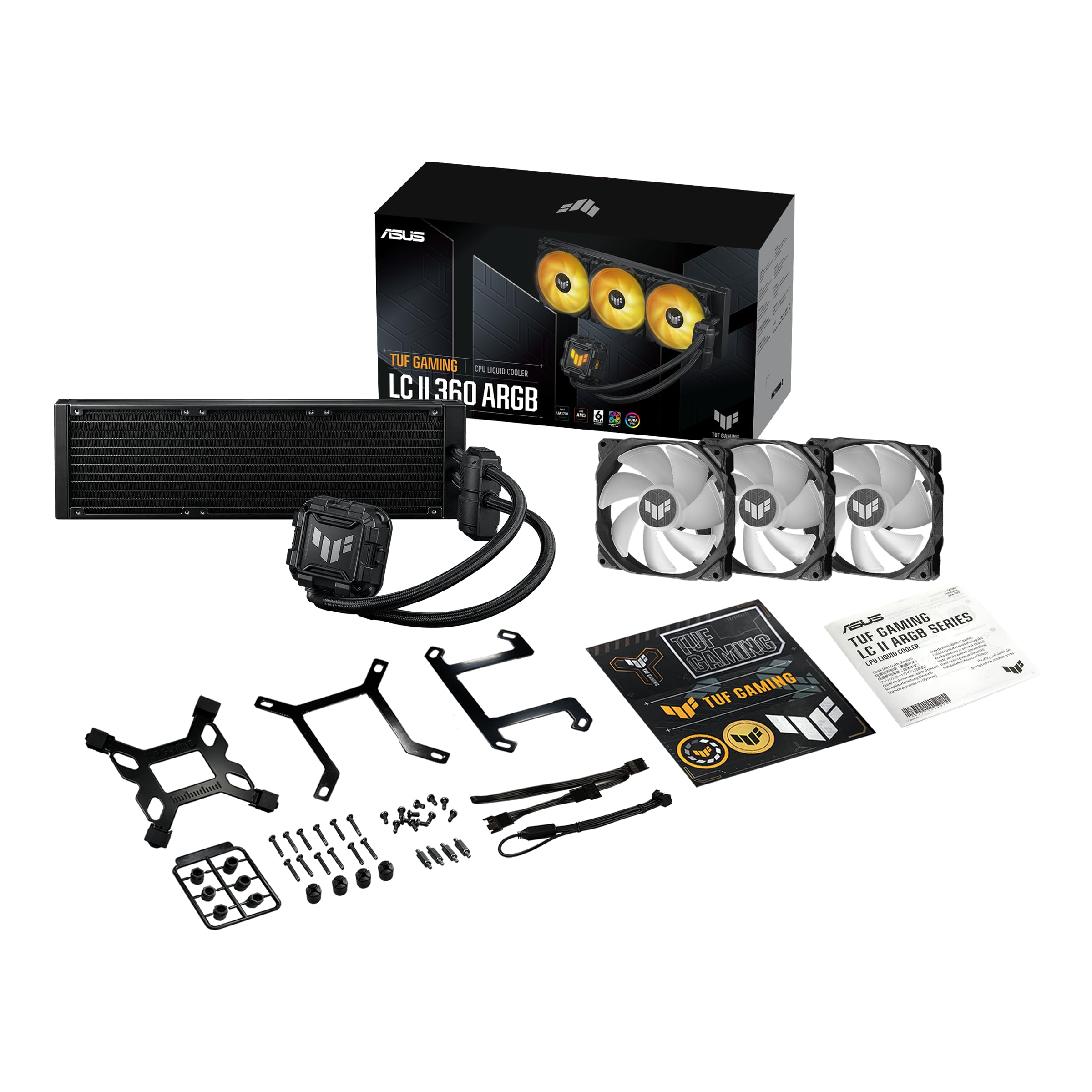 ASUS TUF Gaming LC II 360 ARGB AIO Liquid CPU Cooler - 3X 120mm ARGB Radiator Fans, Aura Sync RGB Lighting, Reinforced Tubing, 6-Year Warranty | Compatible with Intel & AMD CPUs | Perfect for Gaming PC Builds & High-Performance Workstations