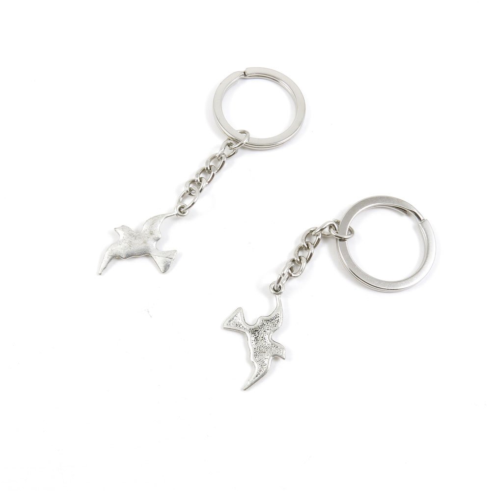 Antique Silver Tone Keychain Door Car Key Ring Tags - Bulk Wholesale Keychain Supplies with Pigeon Dove Design | Perfect for Home, Office & Car Keys Organization