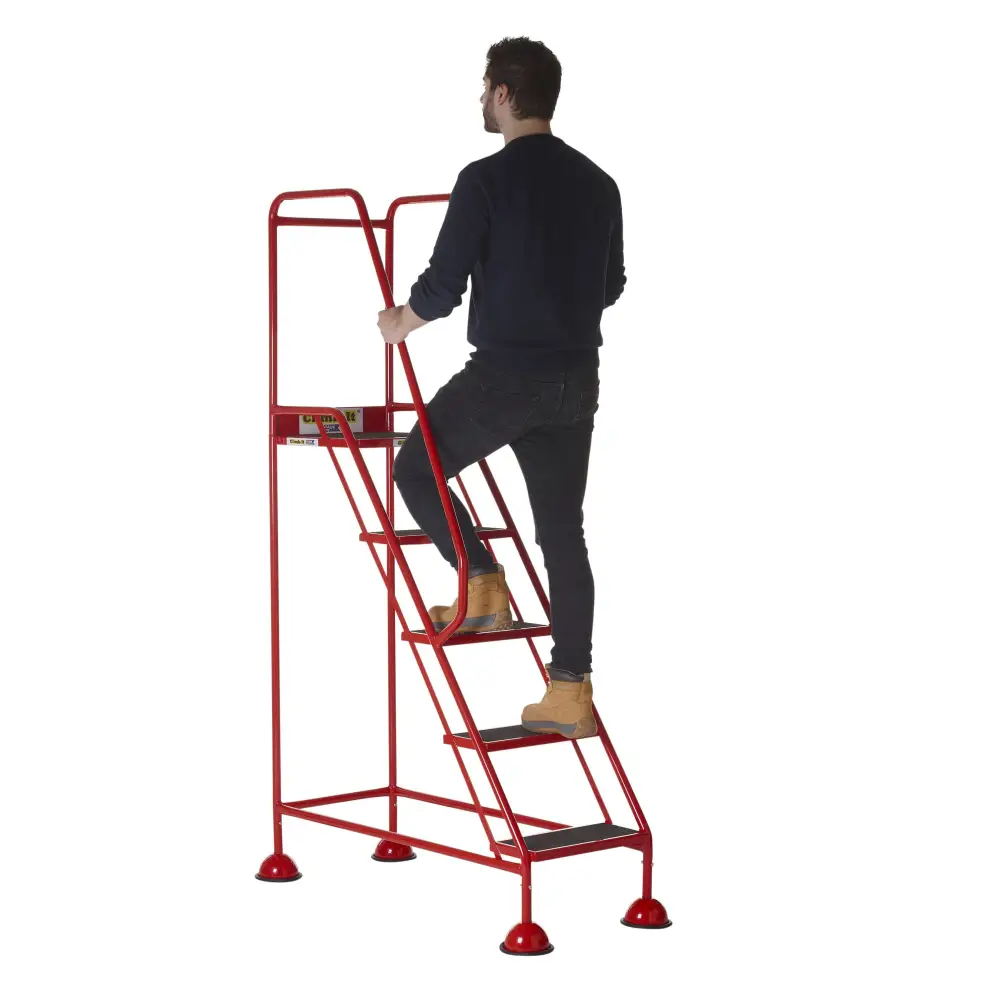 Climb It UK Domed Feet Steps - Red Non-Slip Ladder Accessories for Home, Garage, and Workshop Use