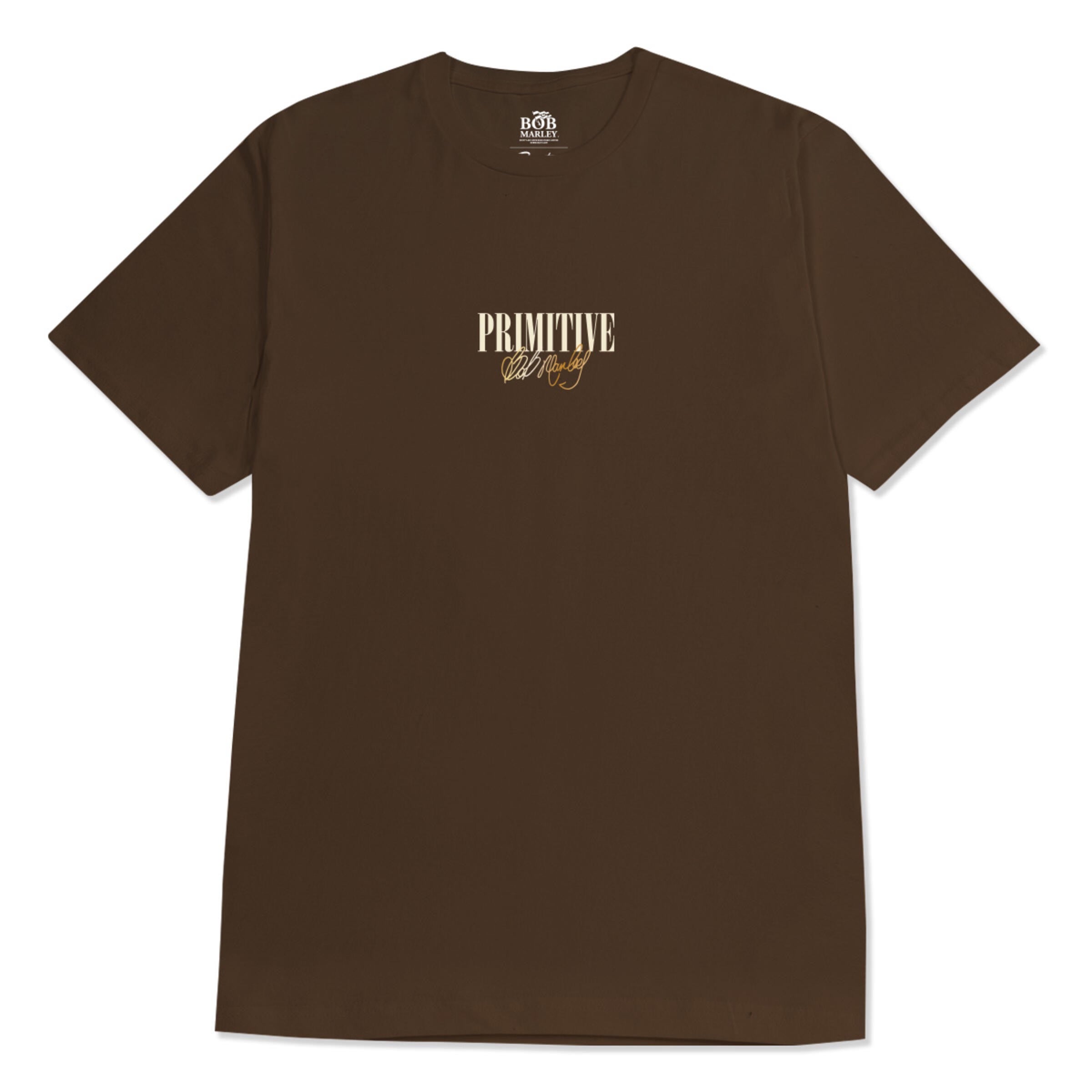 Primitive x Bob Marley Forever Graphic T-Shirt - Brown Cotton Tee for Men | Reggae Music & Streetwear Fashion | Casual Wear & Concert Outfit