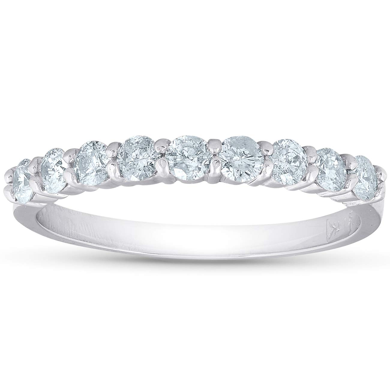 1/2 Carat Diamond 9-Stone Women's Wedding Band Ring in 14K White Gold - Elegant Bridal Jewelry for Engagement, Anniversary & Special Occasions