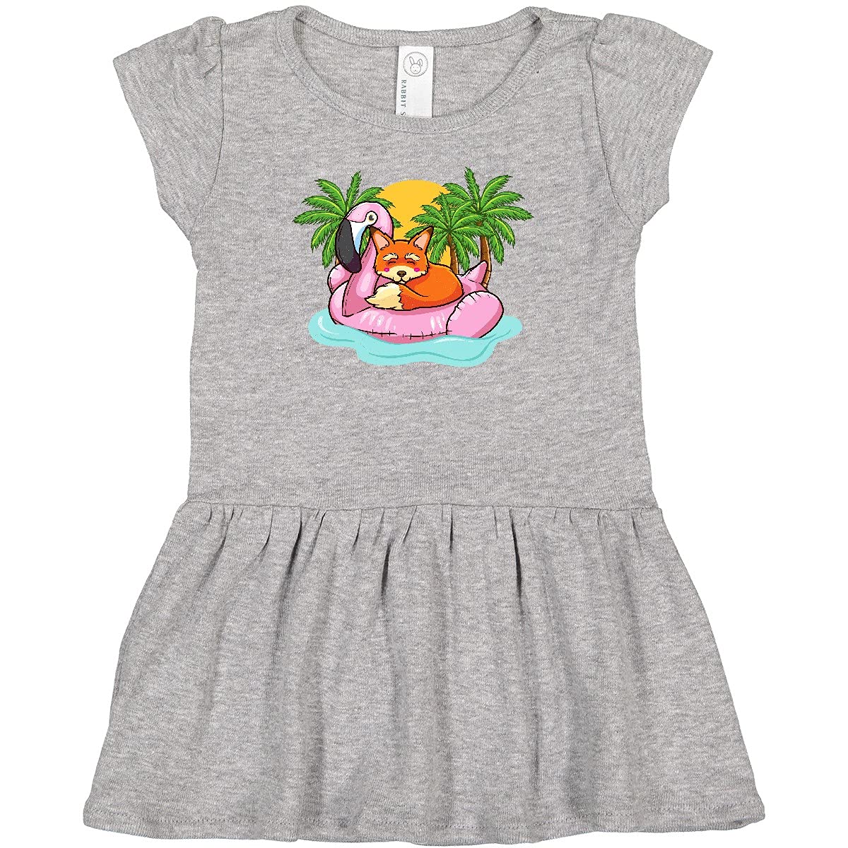 Inktastic Fox Flamingo Tropical Beach Vacation Infant Dress - Cute Baby Girl Summer Outfit for Pool Party, Beach Trip & Family Photos