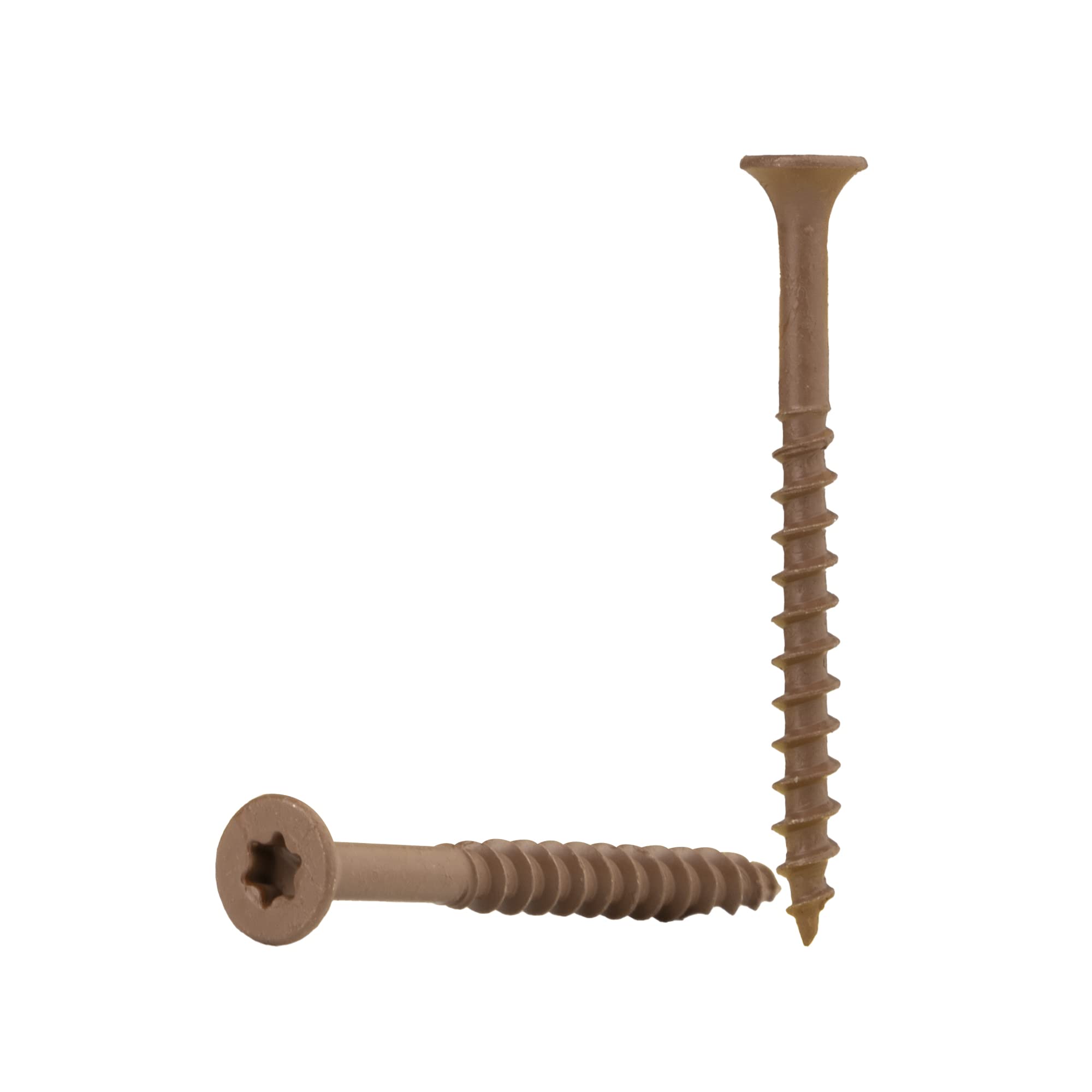 Nuvo #8 x 2-Inch Brown Iron Deck Screws - 400 Count Box | Outdoor Wood Deck Construction & Fence Building Fasteners