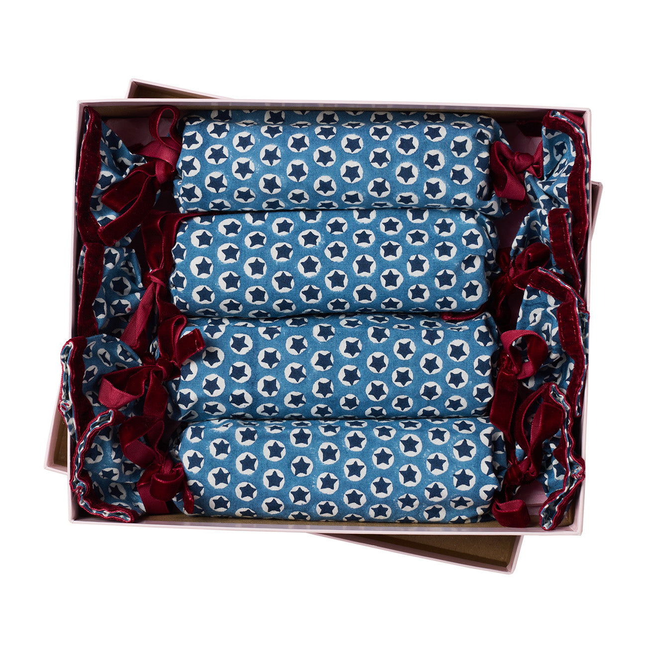 Reusable Fabric Cracker Tuk Tuk Blue Set of 4 - Eco-Friendly Party Snack Bowls for Chips, Nuts & Candy - Perfect for Parties, Movie Nights & Family Gatherings