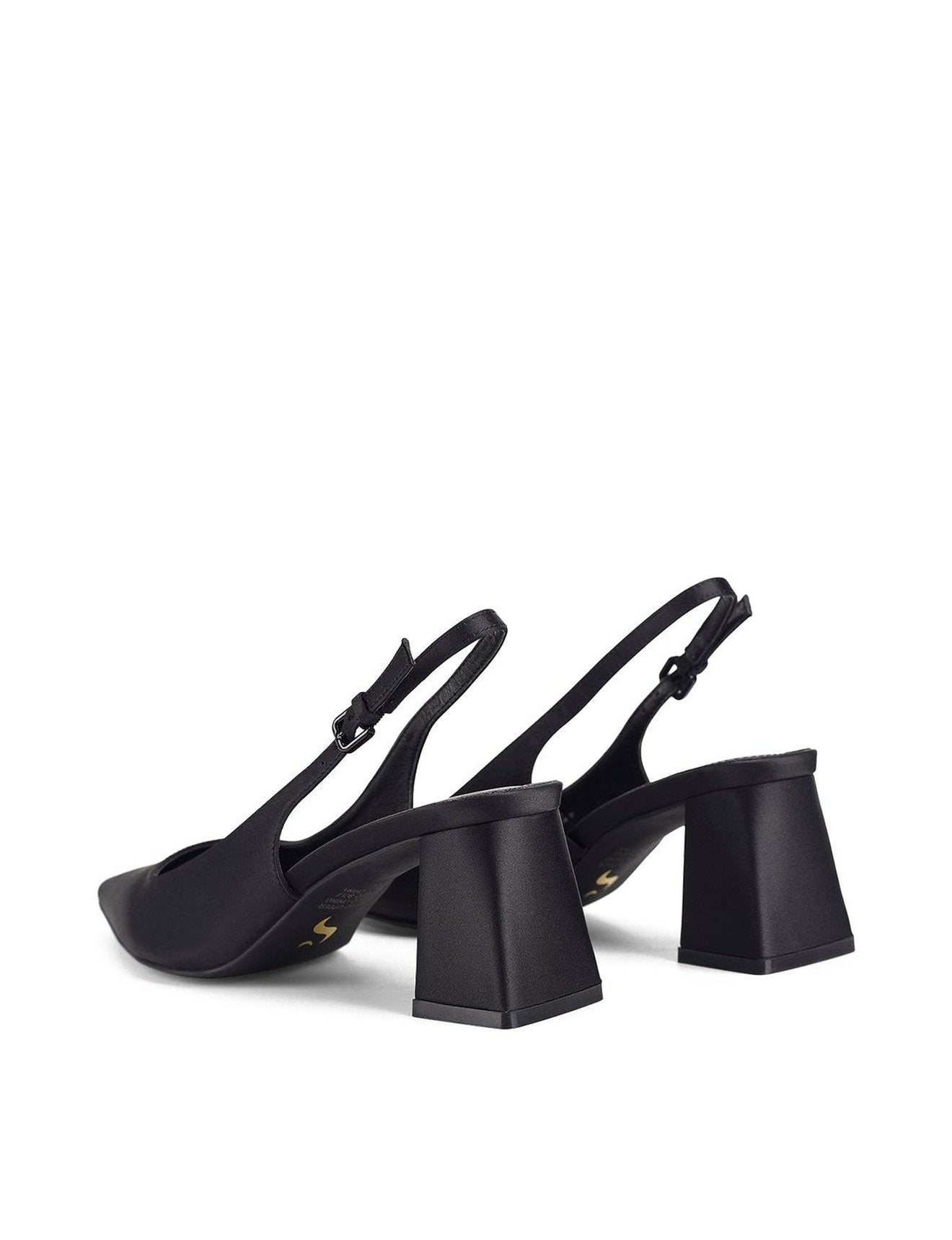 Yarra Pointed Toe Slingback Heels - Black Satin Pumps for Women | Elegant Dress Shoes for Weddings, Parties & Office Wear