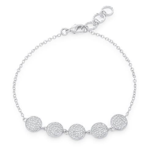 0.8ct CZ Rhodium Plated Pave Disc Bracelet for Women - Elegant Cubic Zirconia Tennis Bracelet for Party, Wedding & Special Occasions