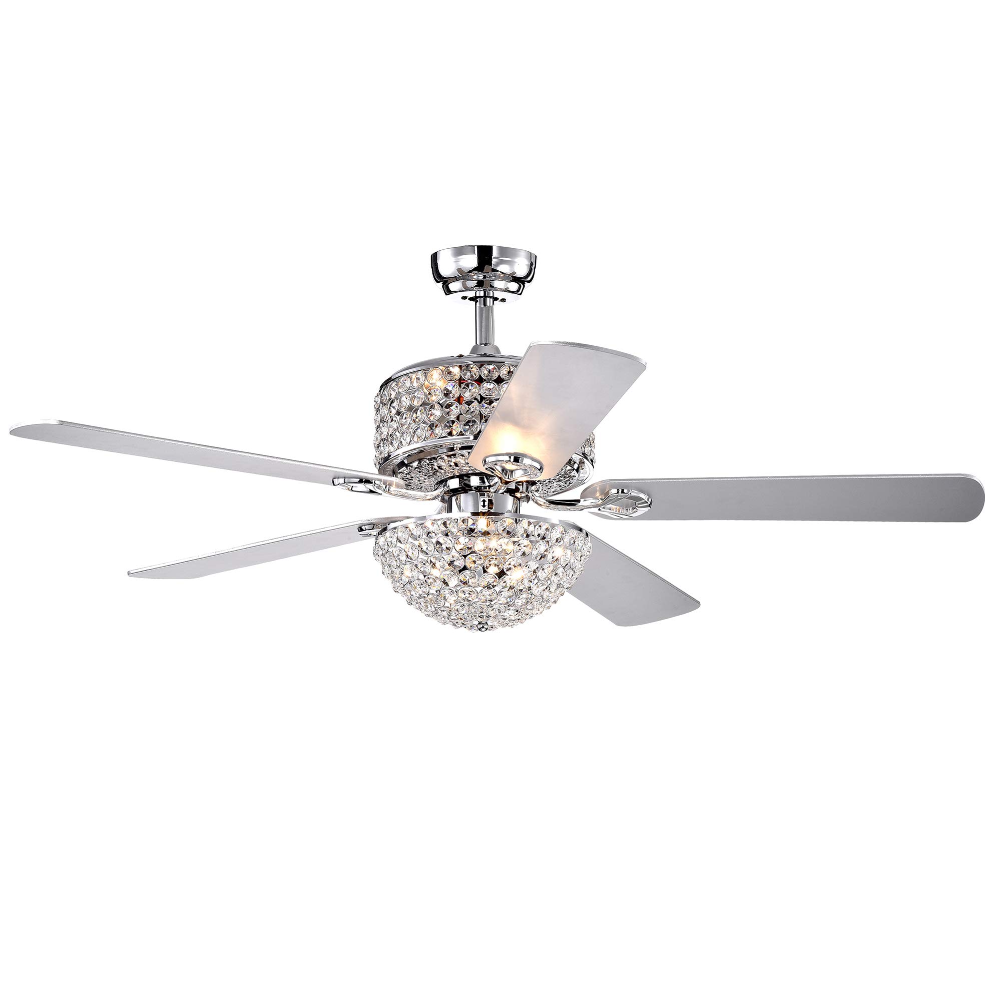 Tiffany CFL-8170REMO/CH Silver Orchid 52-inch Ceiling Fan with 5 Blades and LED Light - Chrome Finish - Perfect for Living Room, Bedroom or Office