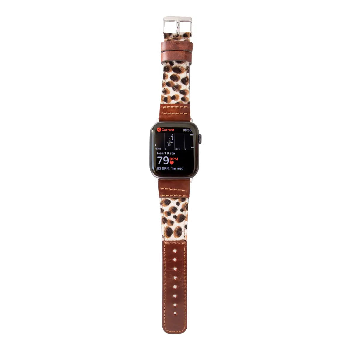 Brown Leopard Print Genuine Leather Sport Band for Apple Watch - Stylish & Durable Replacement Strap for Workouts, Running & Everyday Wear