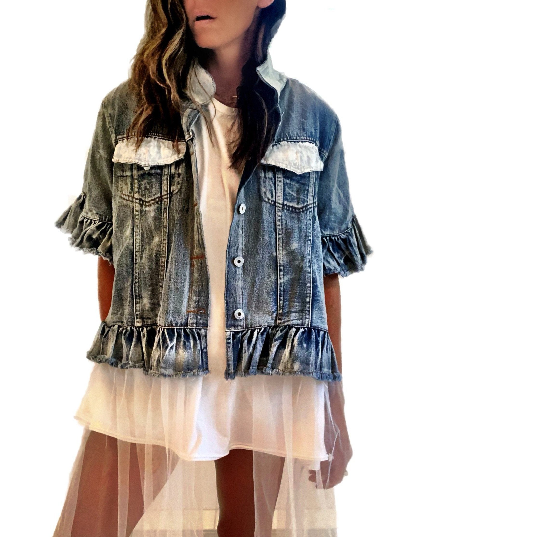 Stylish ALOHA Denim Jacket for Women & Men - Trendy Lightweight Vintage Denim Coat - Perfect for Casual Outfits, Streetwear, and Summer Fashion