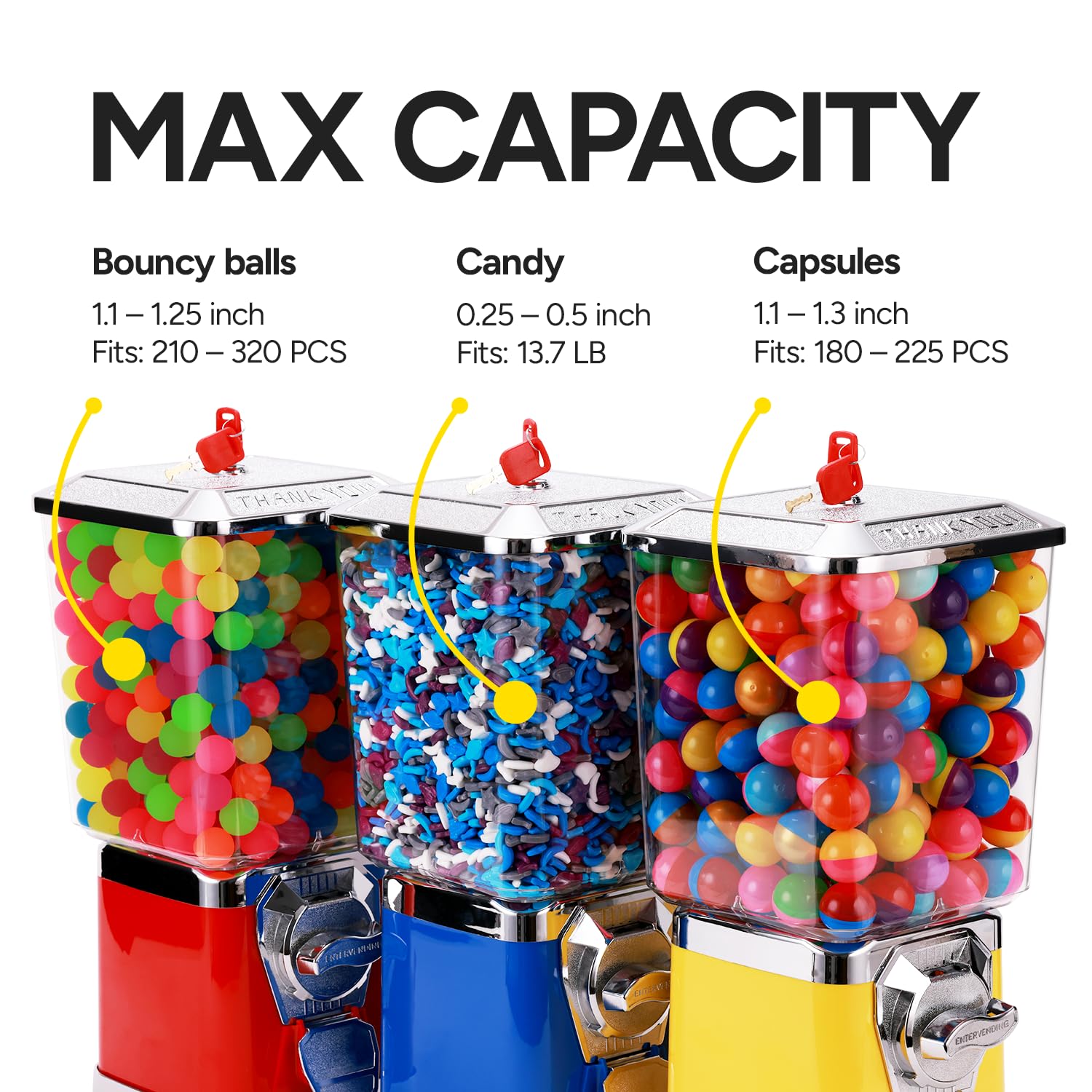 Premium Gumball Machine for Kids - Bubble Gum Dispenser for Bouncy Balls, Toys & Candy - Fun Vending Machine for Home, Parties & Classroom Rewards
