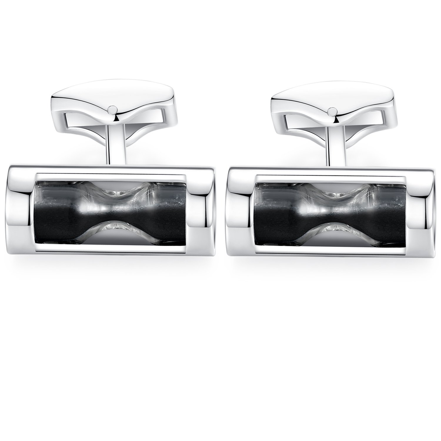 HONEY BEAR Hourglass Sand Timer Cufflinks for Men - Stainless Steel Wedding Gift for Groom, Best Man & Bridesmaids - Perfect for Formal Events, Anniversaries & Special Occasions
