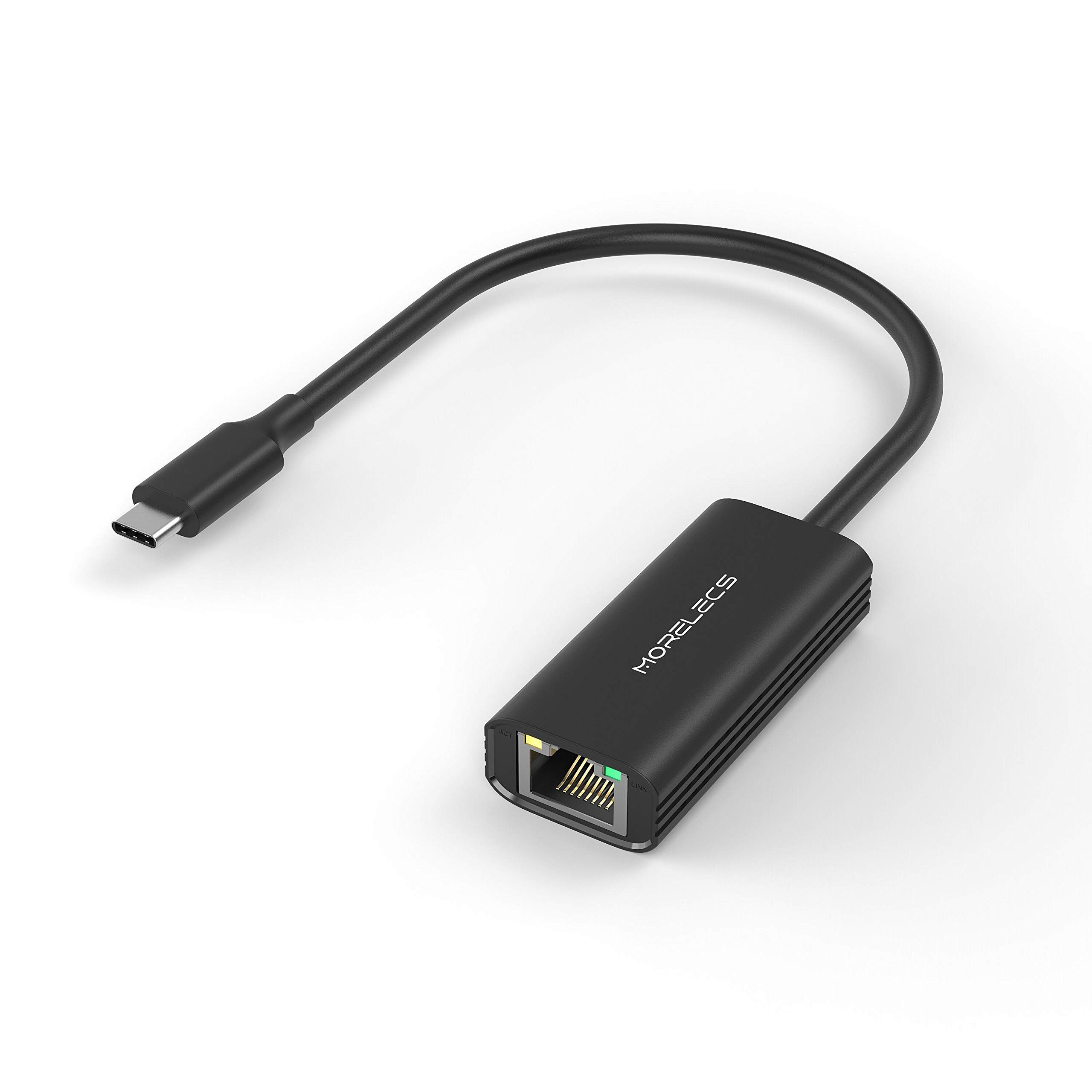 Morelecs USB C to Ethernet Adapter - Gigabit LAN Network Dongle for MacBook Pro/Air, Dell XPS, Surface Book 2, iPad Pro | Fast Wired Internet Connection for Work, Gaming & Streaming
