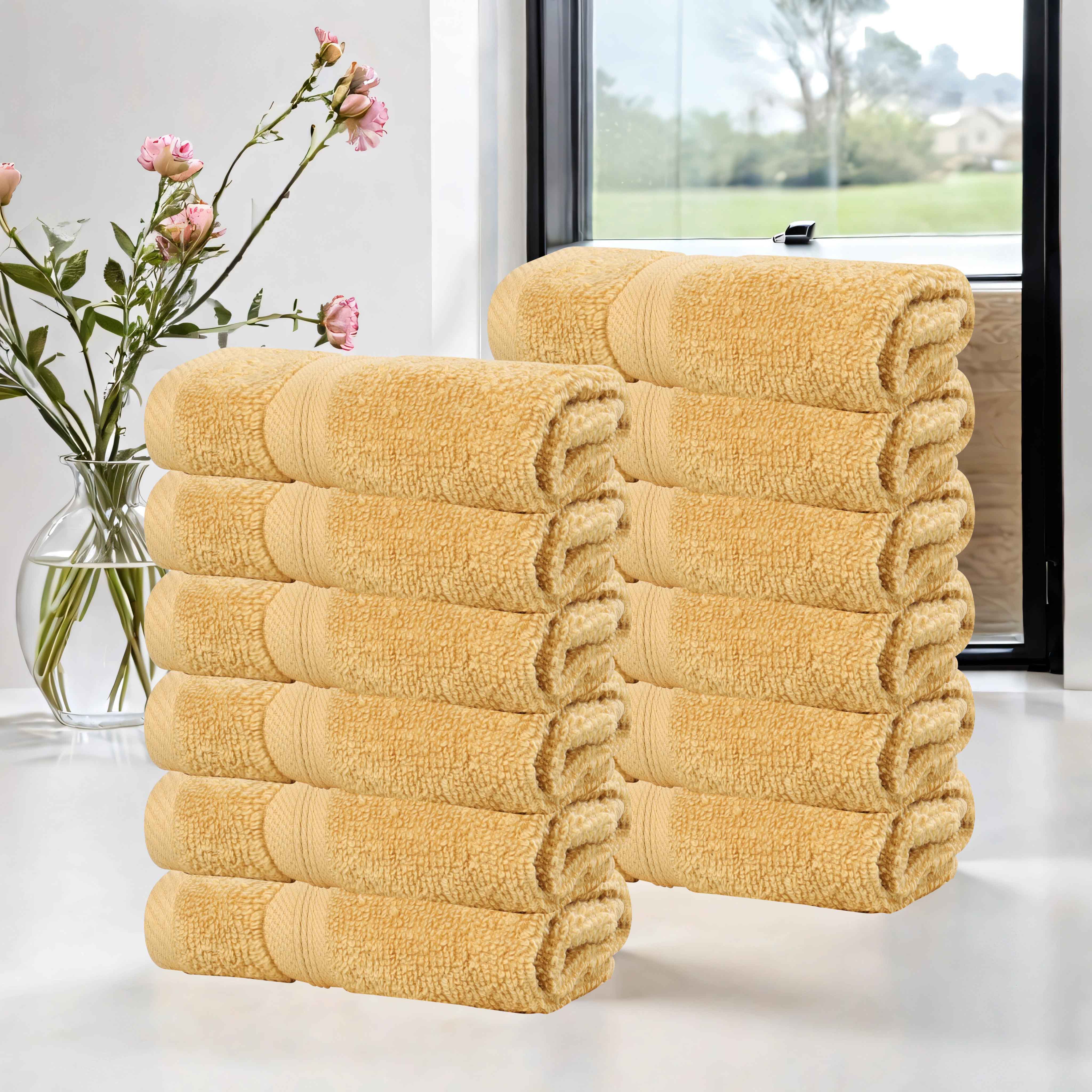 Premium 12-Pack Zero Twist Cotton Face Towels & Washcloths | Ultra Soft, Absorbent & Skin-Friendly | Perfect for Spa, Baby Care & Gentle Exfoliation