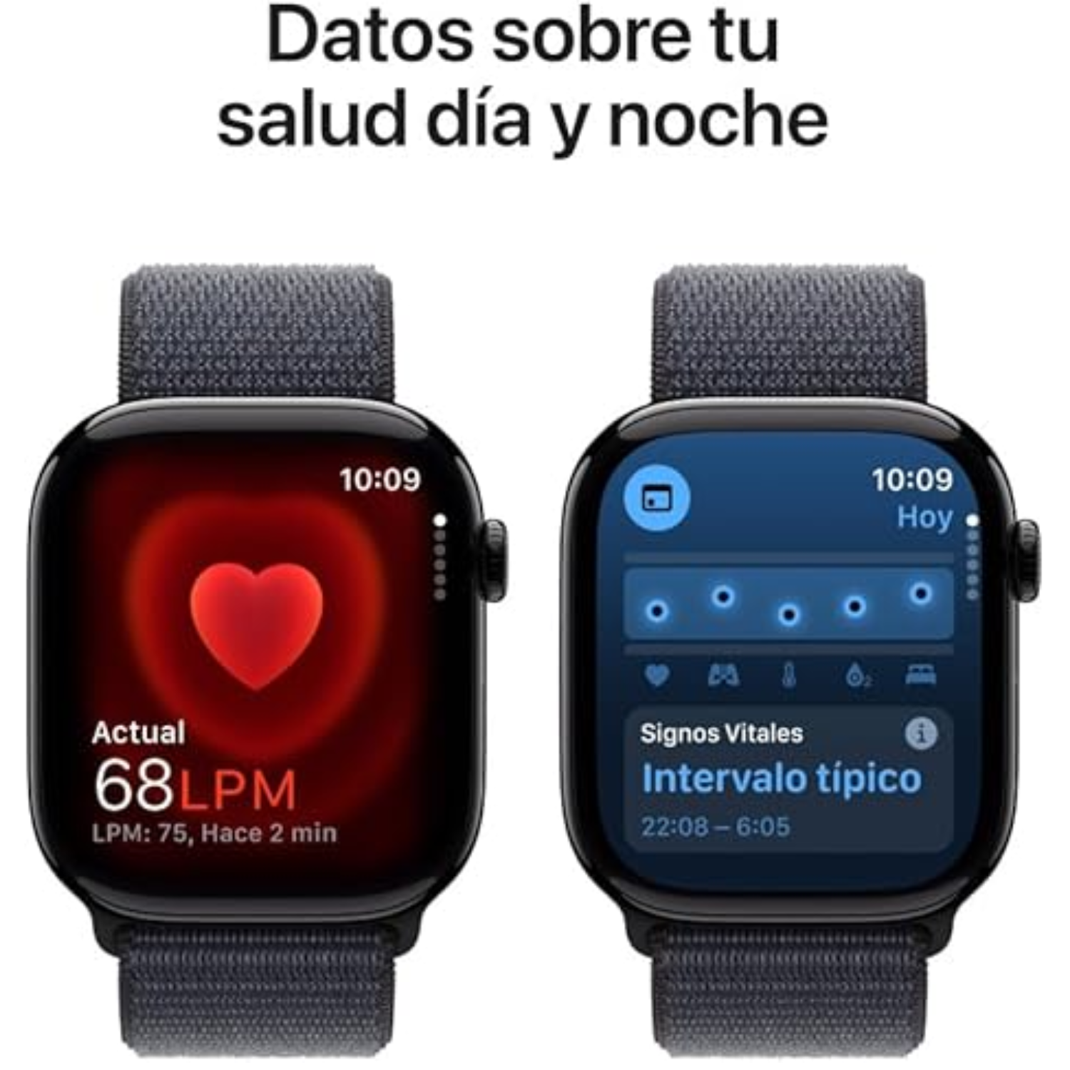 Apple Watch Series 10 (GPS) 42mm Jet Black Aluminum Case with Ink Sport Loop - Adjustable Smartwatch for Fitness Tracking & Notifications (2024 Model) - Perfect for Running, Swimming & Daily Wear