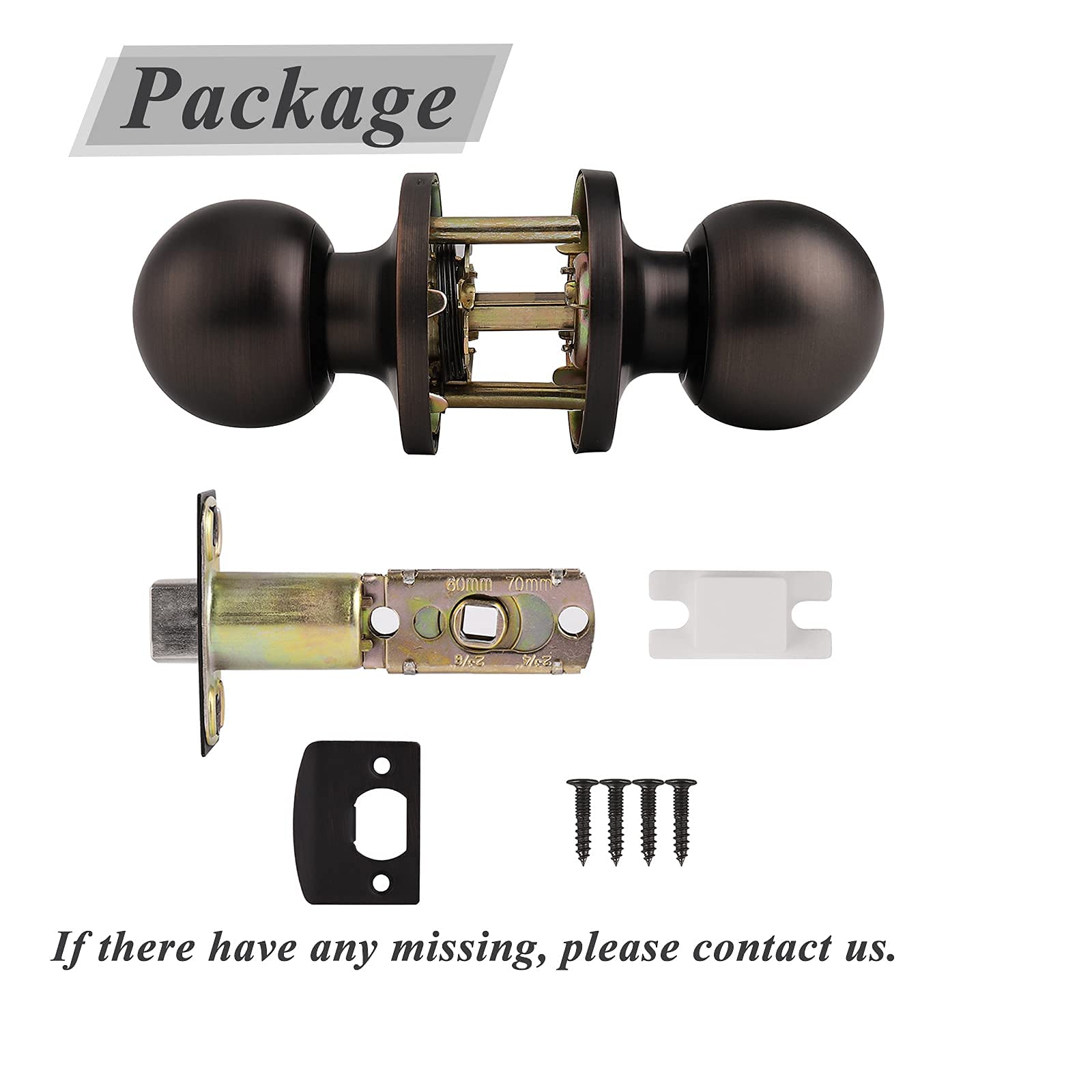5 Pack Oil Rubbed Bronze Privacy & Passage Door Knob Set - Interior Bedroom Closet Door Handles for Home, Office & Hotel Rooms - Smooth Operation & Secure Locking Mechanism