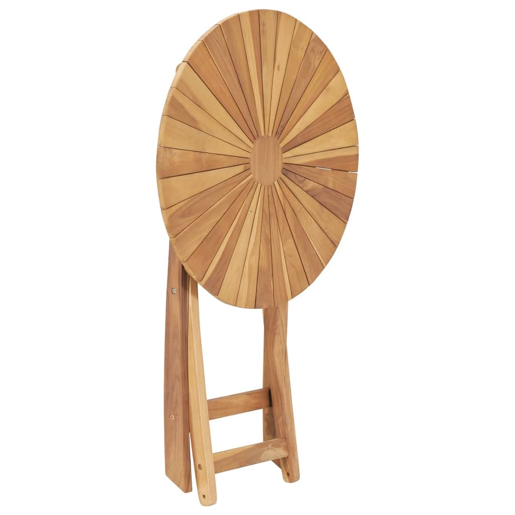 Foldable Outdoor Patio Table - Weather Resistant Solid Teak Wood Round Side Table (23.6