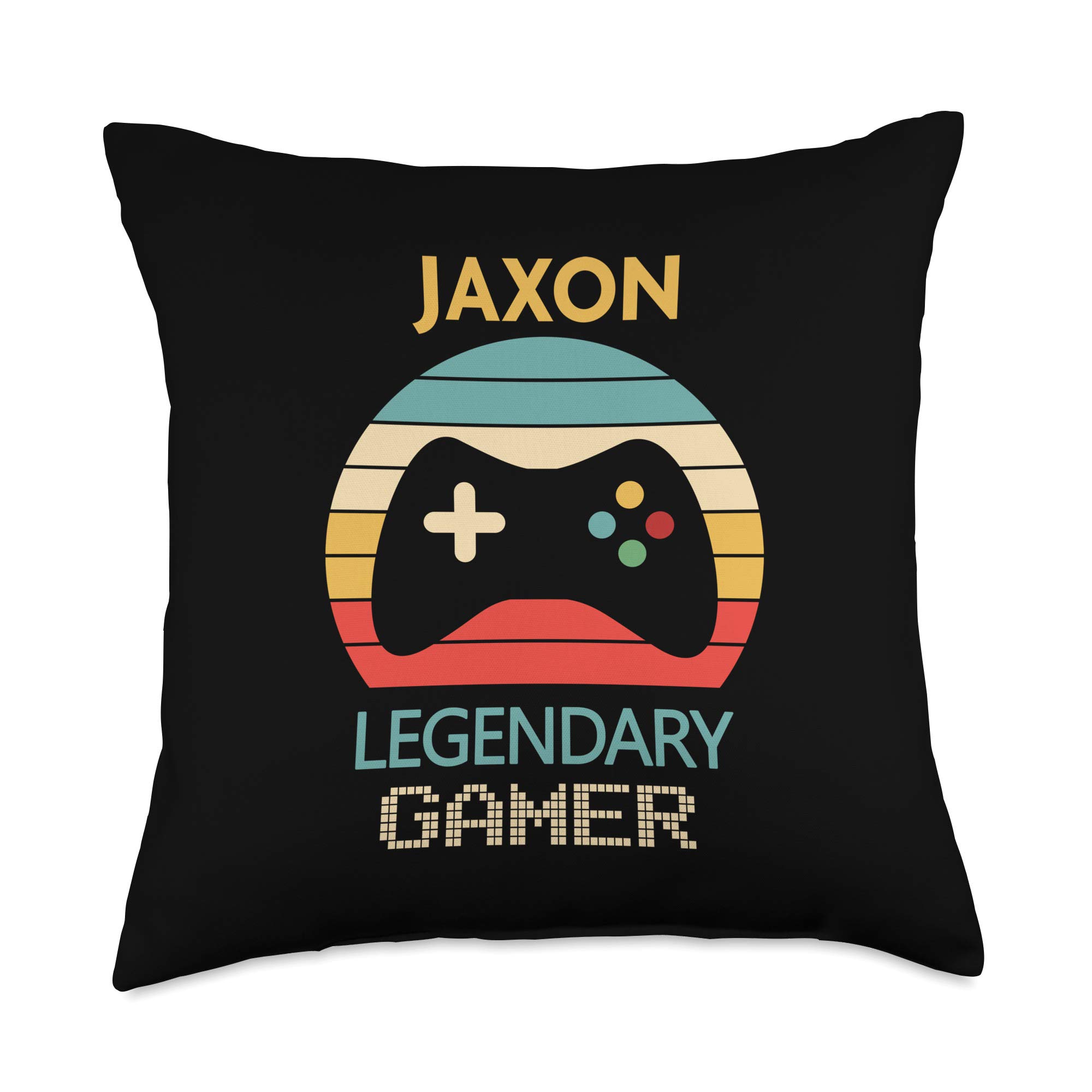 Jaxon Name Gift - 18x18 Inch Multicolor Throw Pillow for Gamers, Boys Room Decor & Bedroom Accessories - Perfect for Gaming Setups, Teen Bedrooms & Personalized Gifts