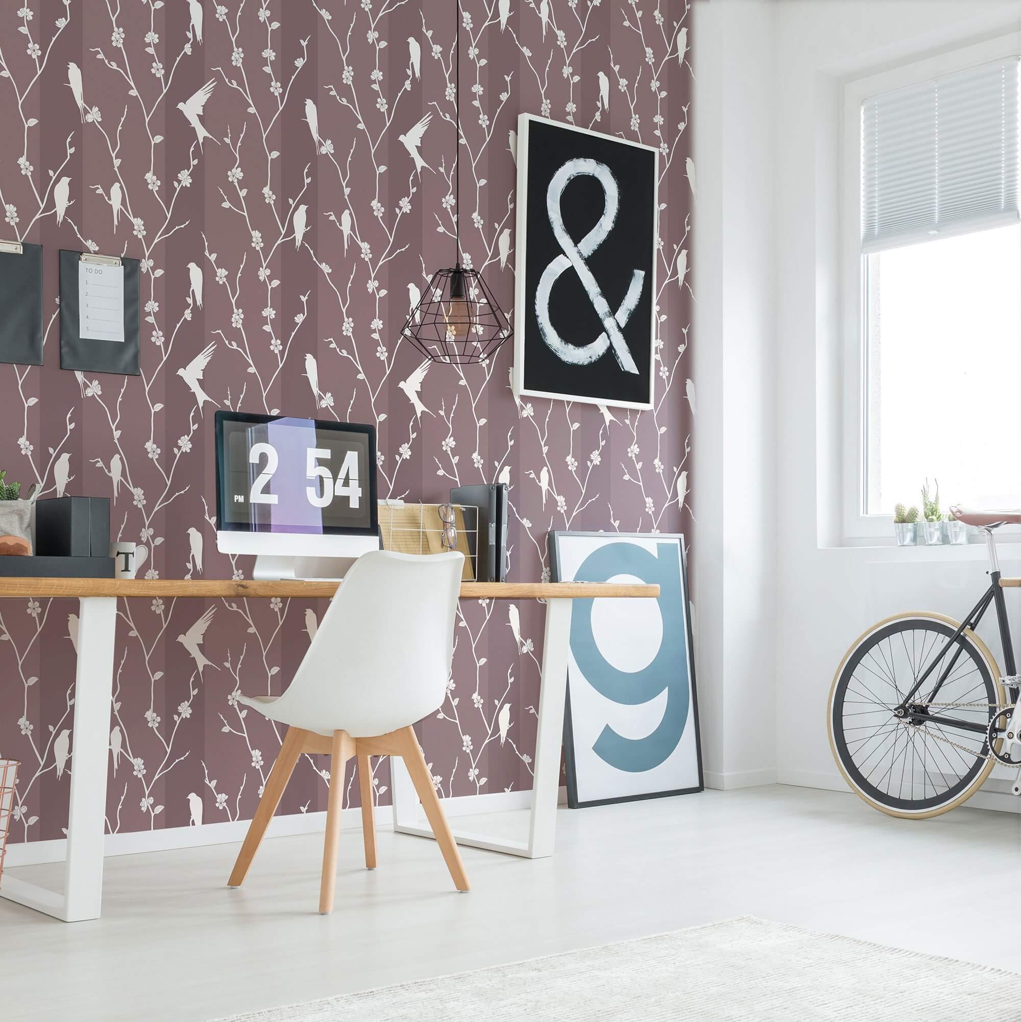 Lavender Floral Animal Print Peel and Stick Removable Wallpaper - Self-Adhesive Decorative Wall Covering for Nursery, Bedroom, Living Room & Office Decor