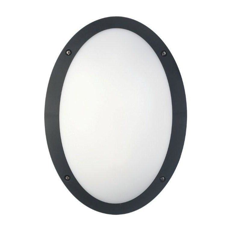 12W Oval Black Bulkhead Wall Light - 4000K Neutral White, IP66 Waterproof, 800LM Brightness, 330mm Diameter - Perfect for Outdoor, Garage, and Patio Lighting
