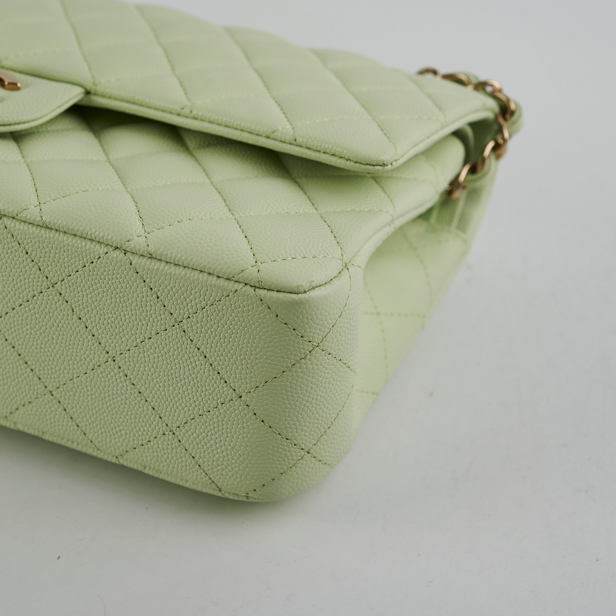 Chanel Medium Caviar Leather Double Classic Flap Bag in Light Green - Luxury Designer Handbag for Women, Perfect for Parties, Weddings & Everyday Elegance