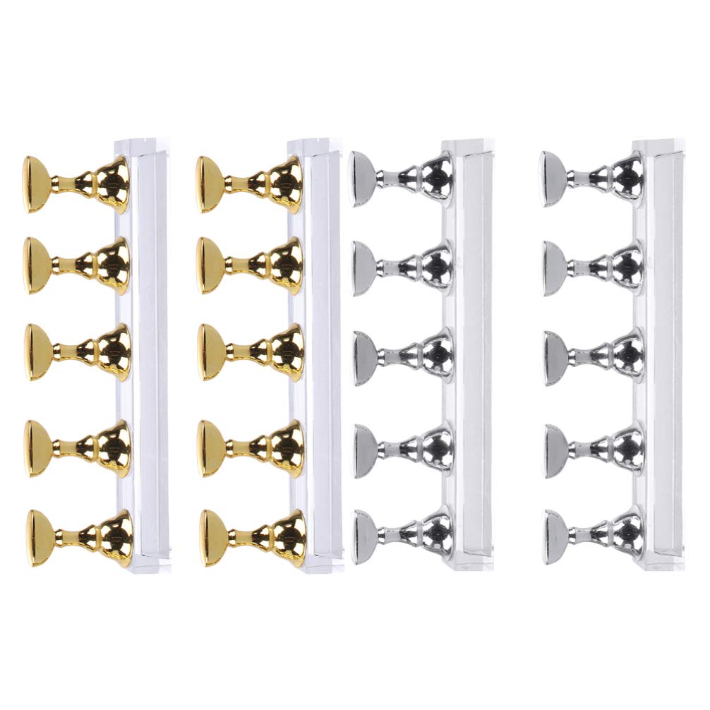 4 Sets Acrylic Nail Display Stands - Magnetic Mount Crystal Base Fingernail Holders for Nail Art, Manicure Tools & Salon Display | Perfect for Nail Technicians, Home Salons & Professional Nail Art Showcases