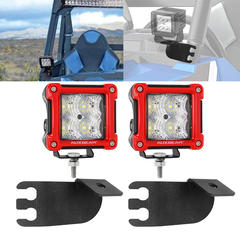 3 Inch LED Pods Light - Spot/Flood Beam Combo with A-Pillar Mounting Brackets for 2016-2021 Polaris General - Perfect for Off-Roading, Night Driving & Adventure Vehicles