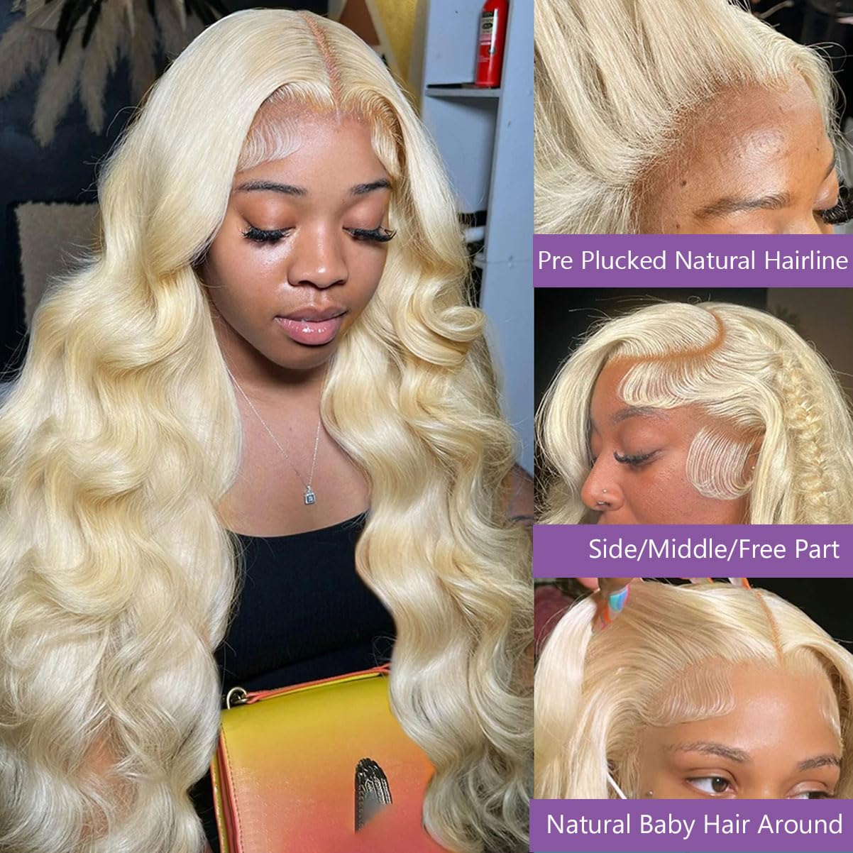 30 Inch 613 Blonde Human Hair Wig - 180% Density Body Wave Lace Front Wig with Pre-Plucked Hairline & Baby Hair | Glueless Design for Daily Wear, Cosplay & Special Occasions