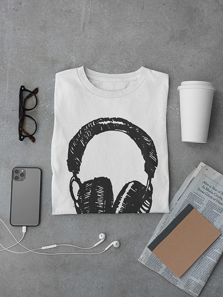 Smartprints Sketch Headphones Graphic T-Shirt for Men - Cool Music & Tech Inspired Casual Wear for Concerts, Gifts & Everyday Style