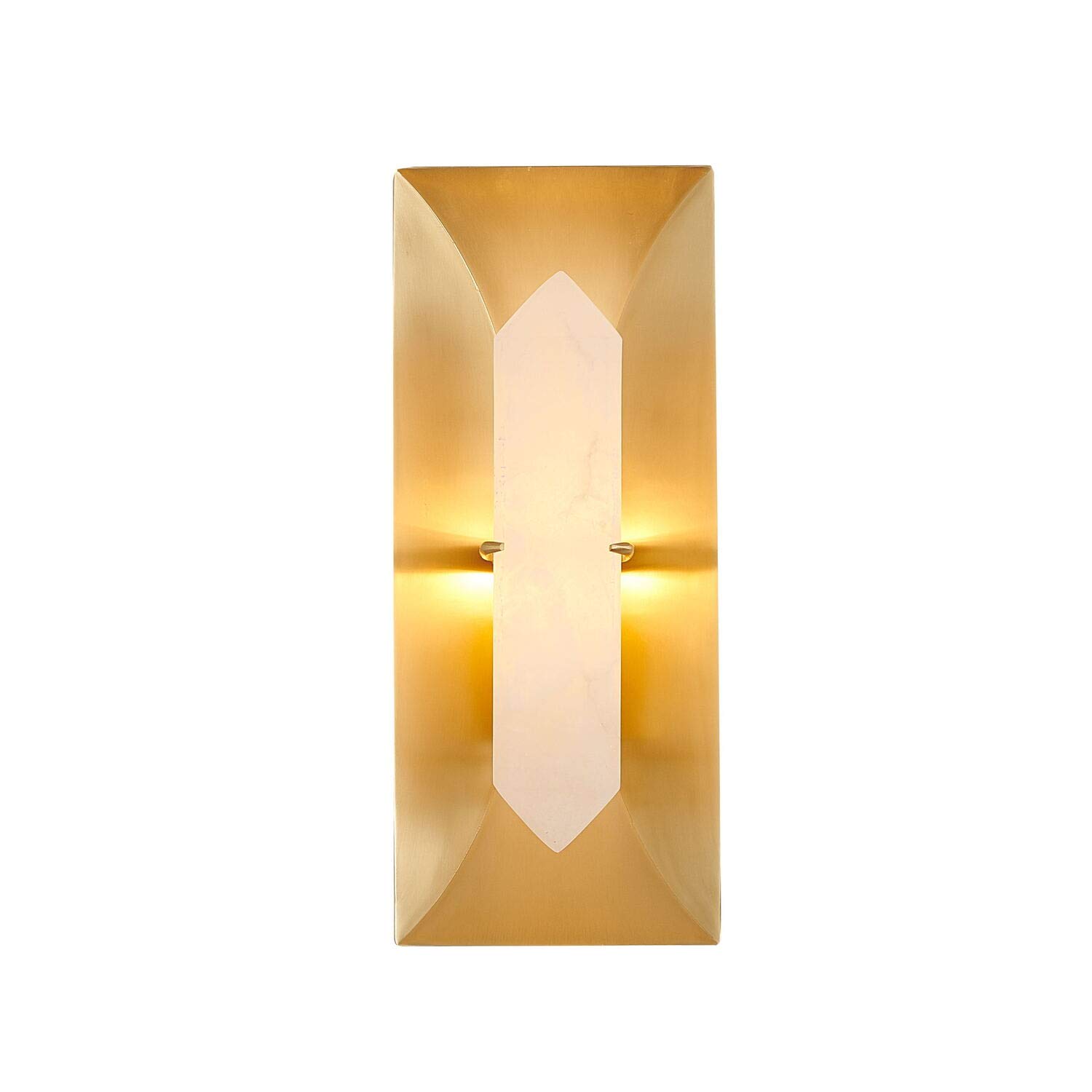 Bethel Copper Metal Frame Wall Sconce with White Alabaster Stone Center - Modern Industrial Lighting Fixture for Living Room, Bedroom & Hallway Decor