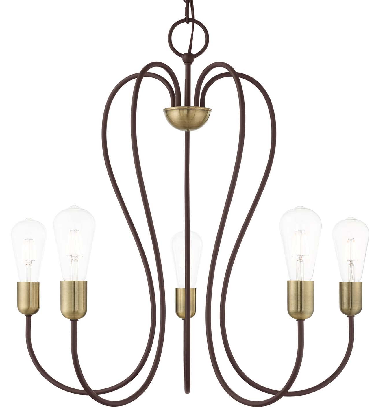 Livex Lighting 41365-07 5-Light Bronze Chandelier - Elegant Ceiling Light Fixture for Dining Room, Bedroom & Living Room Decor