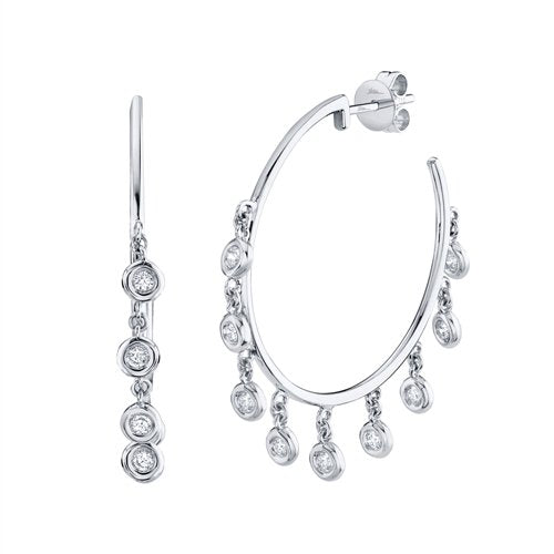 14Kt Gold .45 CTW Diamond Bezel Set Shaker Hoop Earrings for Women - Elegant Everyday & Party Jewelry Gift